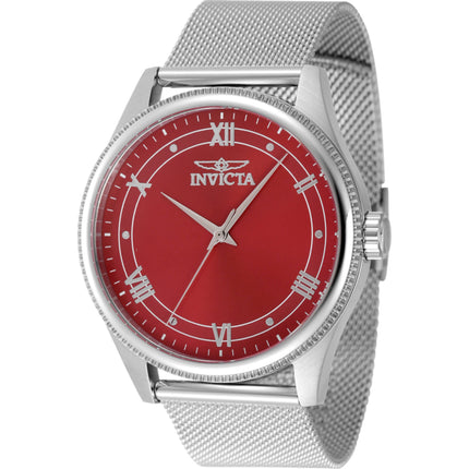 Invicta Men's Watch - Celestial Quartz Red Dial Silver Tone Mesh Bracelet | 48484 ,