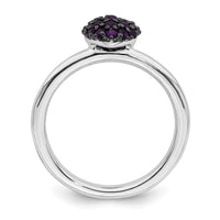 Sterling Silver Amethyst Stackable Expressions Heart Ring | QSK1825 ,