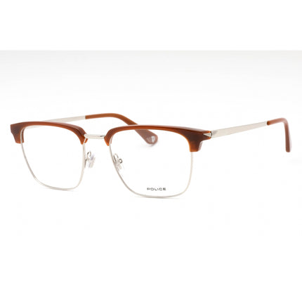 Police Men's Eyeglasses - Palladium/Brown Metal Square Full Rim Frame | VPLL64 0579 ,