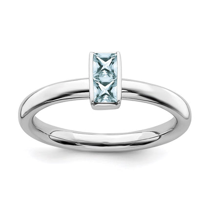 Sterling Silver Stackable Expressions Aquamarine Ring | QSK2114 ,