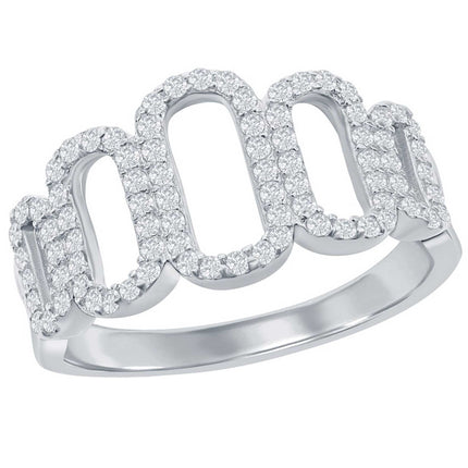 Classic Women's Silver Graduated Oval CZ Ring - W-2709 ,