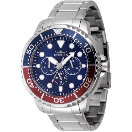 Invicta Men's Watch - Pro Diver Blue and Red Rotating Bezel Steel Bracelet | 47227 ,