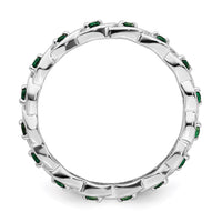Sterling Silver Stackable Expressions Created Emerald Ring | QSK1474 ,