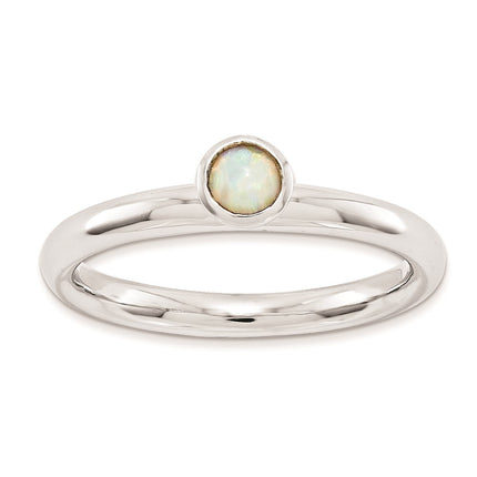 Sterling Silver Stackable Expressions High 4mm Rd. Created Opal Ring | QSK987 ,
