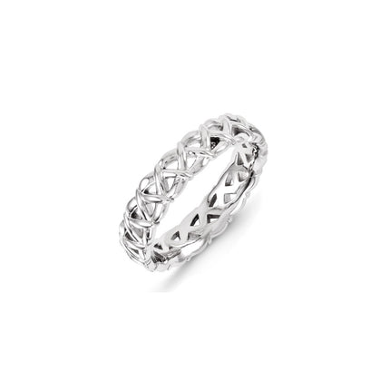 Sterling Silver Stackable Expressions Carved Band Ring | QSK1439 ,