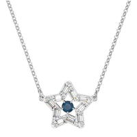 Swarovski Women's Pendant Necklace - Stella Blue Star Shape Rhodium Plated | 5639186 ,