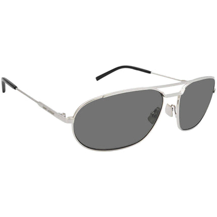 Saint Laurent Men's Sunglasses - Silver Metal Oval Shape Frame Grey Lens | SL561 002 ,