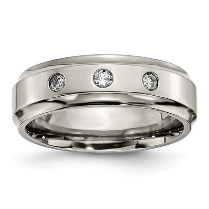 Titanium Polished 1/5ct. tw. Diamond Ridged Edge Band | TB433A ,