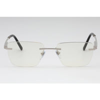 Bvlgari Men's Eyeglasses - Matte Silver Rimless Rectangular 57mm Frame | 0BV1122 2072 ,