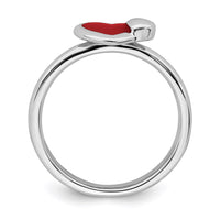 Sterling Silver Stackable Expressions Polished Red Enameled Heart Ring | QSK109 ,