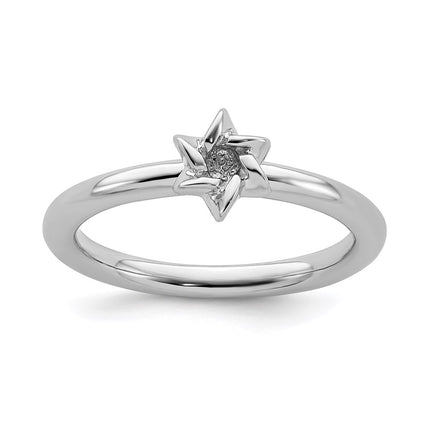 Sterling Silver Stackable Expressions Rhodium Star of David Ring | QSK1951 ,