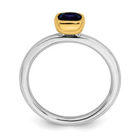 Sterling Silver Stackable Expressions w/Gold-plate Cr. Sapphire Ring | QSK1895 ,