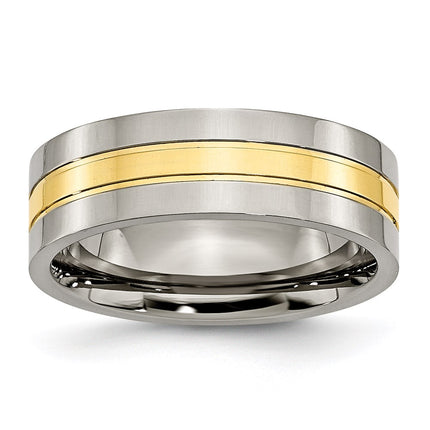 Titanium Yellow IP-plated Grooved 7mm Polished Band | TB176 ,