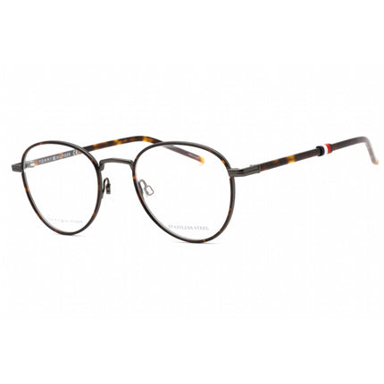 Tommy Hilfiger Men's Eyeglasses - Havana Ruthenium Metal Round Frame | TH 1687 R80 ,
