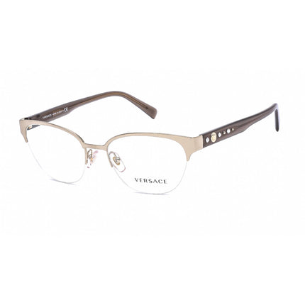 Versace Women's Eyeglasses - Pale Gold Metal Cat Eye Half Rim Frame | VE1255B 1339 ,