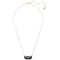 Swarovski Women's Necklace - Iconic Swan Double Black Crystal Rose Gold | 5296468 ,