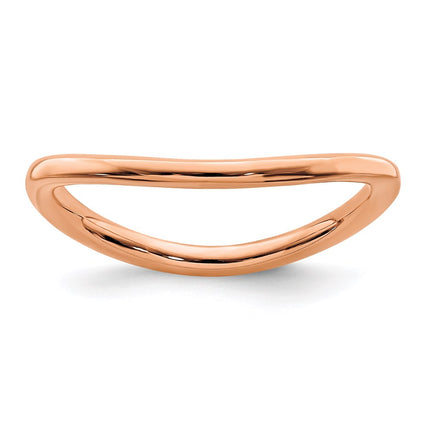 Sterling Silver Stackable Expressions Polished Pink-plated Wave Ring | QSK712 ,