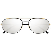 Saint Laurent Men's Sunglasses - Black Metal Oval Shape Frame Silver Lens | SL561 003 ,