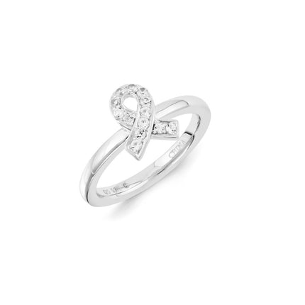 Sterling Silver Stackable Expressions Created White Sapphire Ring | QSK1141 ,