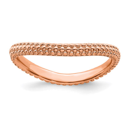 Sterling Silver Stackable Expressions Polished Pink-plated Wave Ring | QSK686 ,