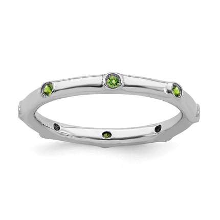 Sterling Silver Stackable Expressions Peridot Ring | QSK381 ,