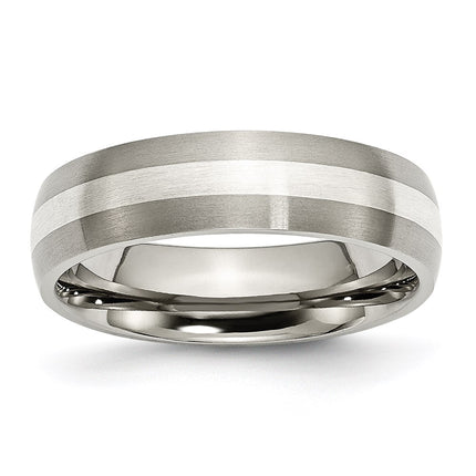 Titanium Sterling Silver Inlay 6mm Brushed Band | TB210 ,