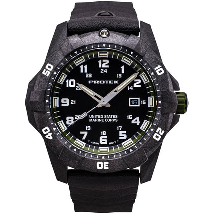 ProTek Men's Watch - USMC Series Quartz Black and Green Dial Rubber Strap Dive | 1015 ,