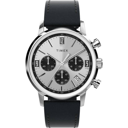 Timex Men's Chronograph Watch - Marlin Silver Tone Dial Black Strap | TW2W10300VQ ,