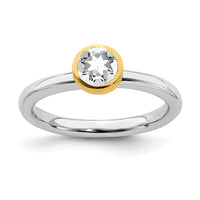 Sterling Silver Stackable Expressions w/Gold-plated White Topaz Ring | QSK1878 ,