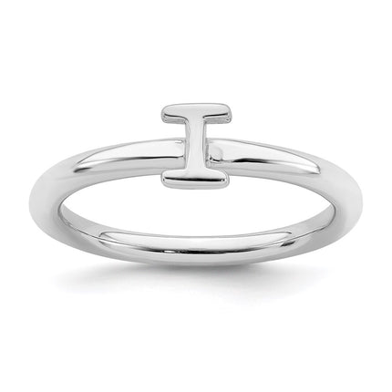 Sterling Silver Stackable Expressions Rhodium Letter I Ring | QSK1987 ,