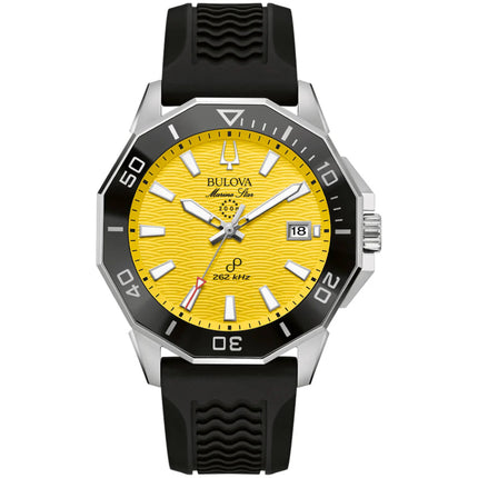 Bulova Men's Watch - Marine Star Precisionist Yellow Dial Silicone Strap | 96B431 ,