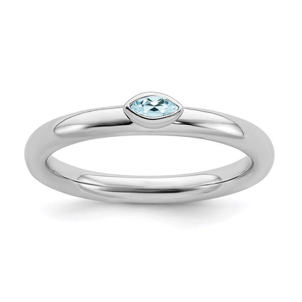 Sterling Silver Stackable Expressions Aquamarine Ring | QSK2126 ,