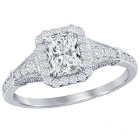 Classic Women's Emerald-Cut CZ Vintage Ring - W-2877 ,