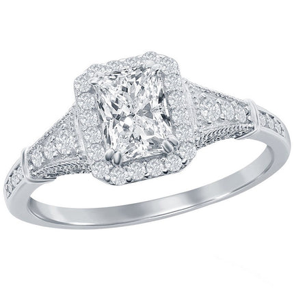 Classic Women's Emerald-Cut CZ Vintage Ring - W-2877 ,