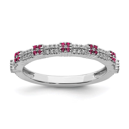 Sterling Silver Stackable Expressions Created Ruby & Diamond Ring | QSK2154 ,