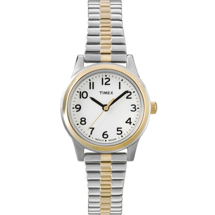 Timex T2N068 Women's Elevated Classics Dress Two Tone Stainless Steel Expansion Bracelet White Dial Watch ,