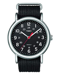 Timex T2N647 Men's Weekender Indiglo Black Dial Black Nylon Slip Thru Strap Watch ,