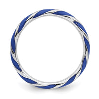 Sterling Silver Stackable Expressions Twisted Blue Enameled Ring | QSK546 ,