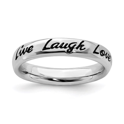 Sterling Silver Stackable Expressions Enamel Live Laugh Love Ring | QSK1652 ,