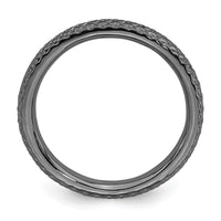 Sterling Silver Stackable Expressions Black-plated Cable Ring | QSK205 ,