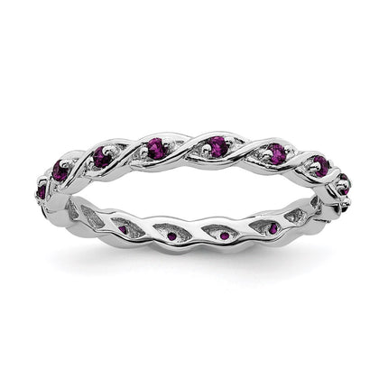 Sterling Silver Stackable Expressions Rhodolite Garnet Ring | QSK1475 ,