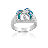 Sterling Silver Opal Palm Tree Ring - W-9655 ,