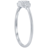 Classic Women's Square and 3-Stone Sides CZ Ring - W-2742 ,