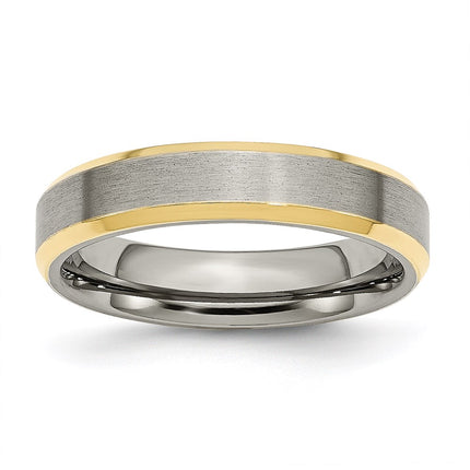 Titanium 5mm Yellow IP-plated Beveled Edge Brushed/Polished Band | TB311 ,