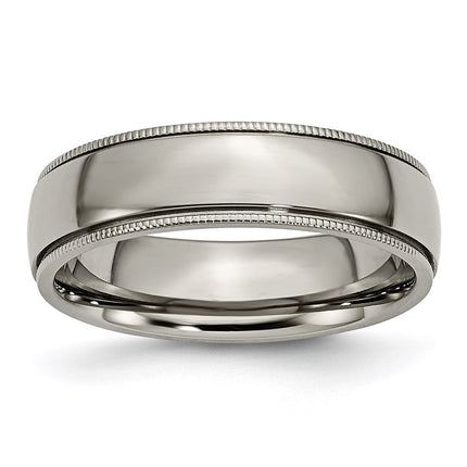Titanium Grooved and Beaded Edge 6mm Polished Band | TB132 ,