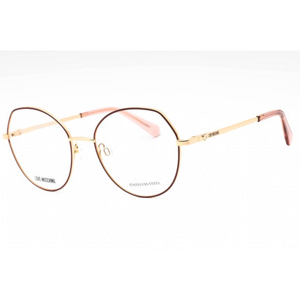 Moschino Love Women's Eyeglasses - Burgundy Gold Metal Round Frame | MOL634 06K3 00 ,