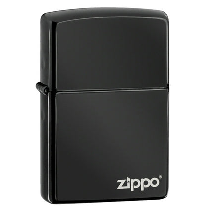 Zippo 24756ZL Classic Ebony Laser Engraved Logo Windproof Lighter ,