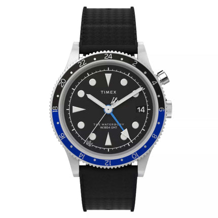 Timex Men's Watch - Waterbury Quartz Black Dial Synthetic Rubber Strap | TW2W22600VQ ,