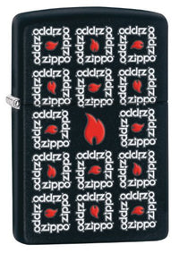 Zippo 28667 Classic Surround Square Logo Black Matt Windproof Pocket Lighter ,