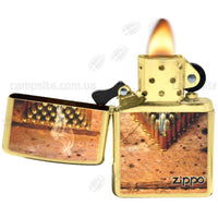 Zippo 28674 Classic Brushed Brass Bulletts Windproof Pocket Lighter ,